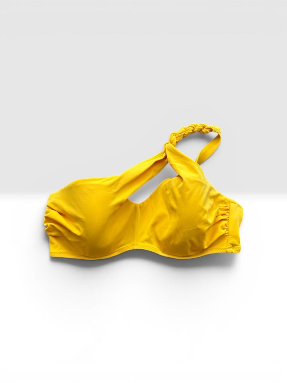 Shade & Shore Mustard Yellow One-Shoulder Bikini Top | 36C